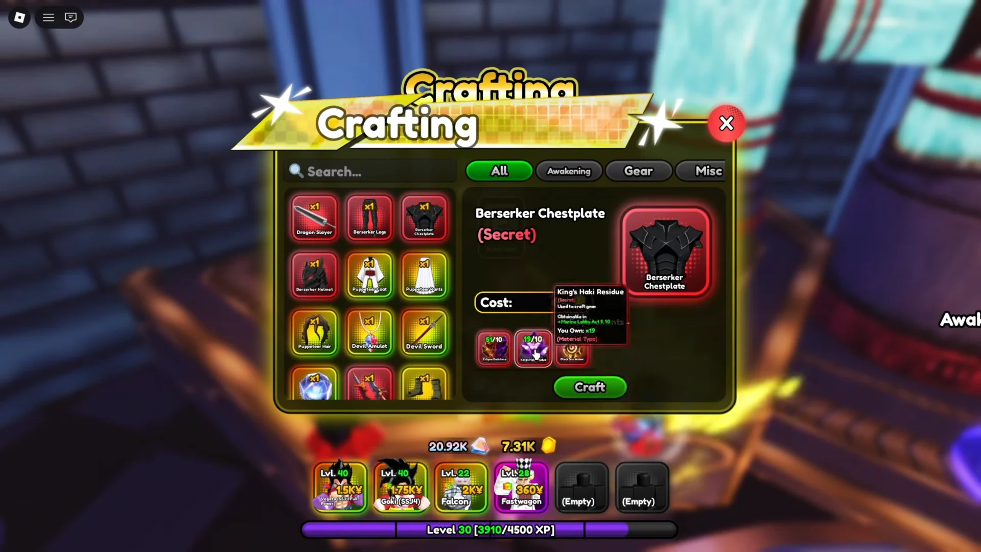 Quests and Relic Crafting Check