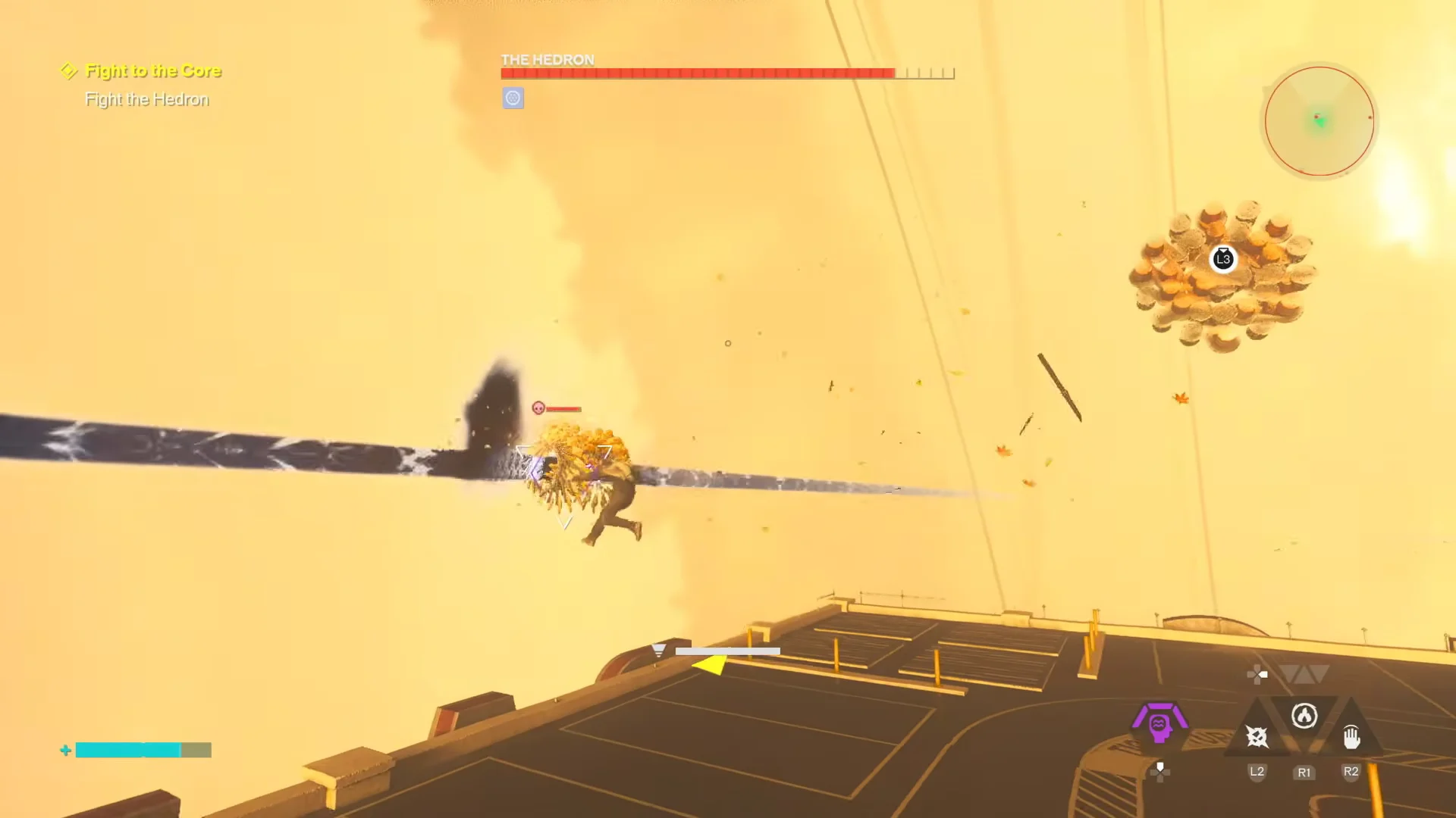 Combat Against Spiky Hedron Enemies