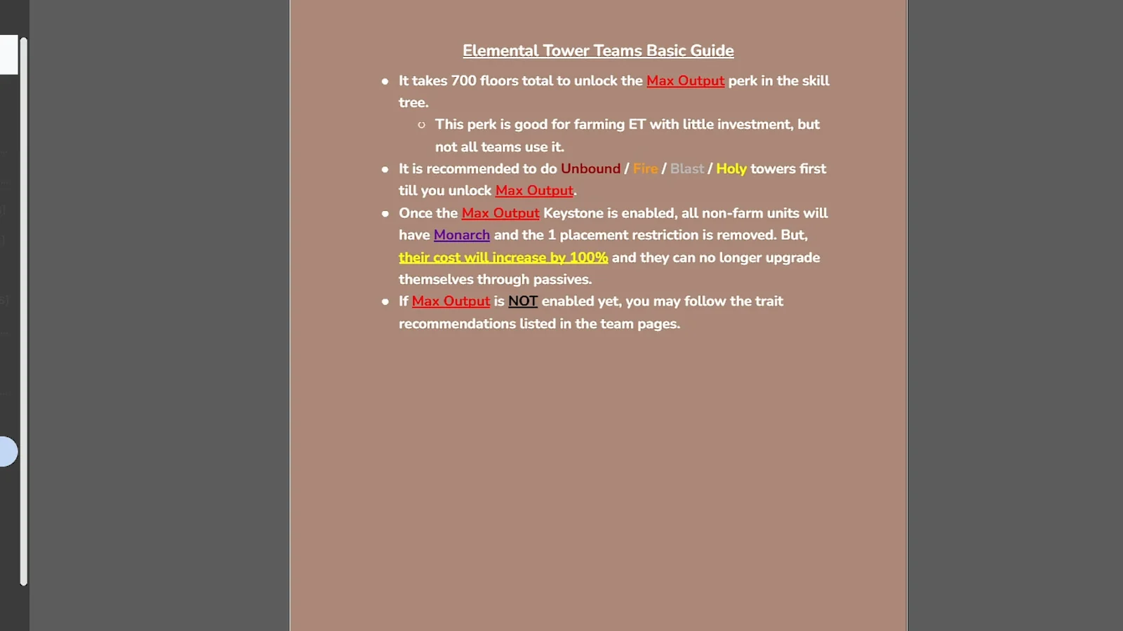 Guide Document & Recommended Skill Priority