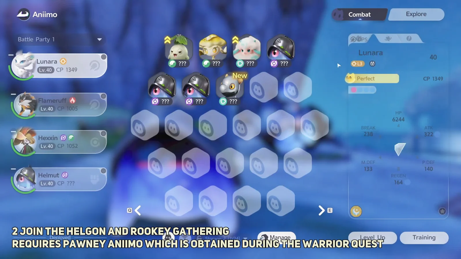 | Swapping Aniimo | The player opens the Aniimo menu and swaps their active…