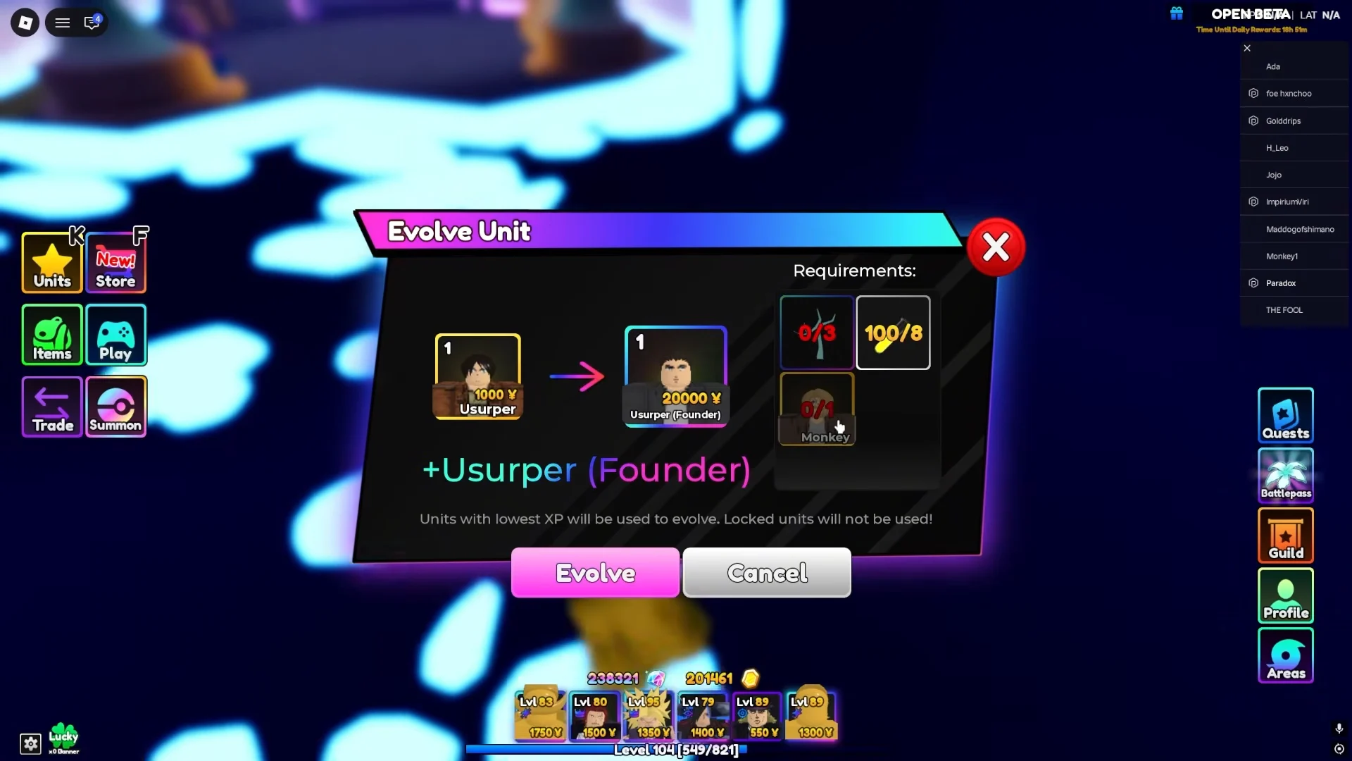 Evolving Usurper (Eren) & Raid Shop