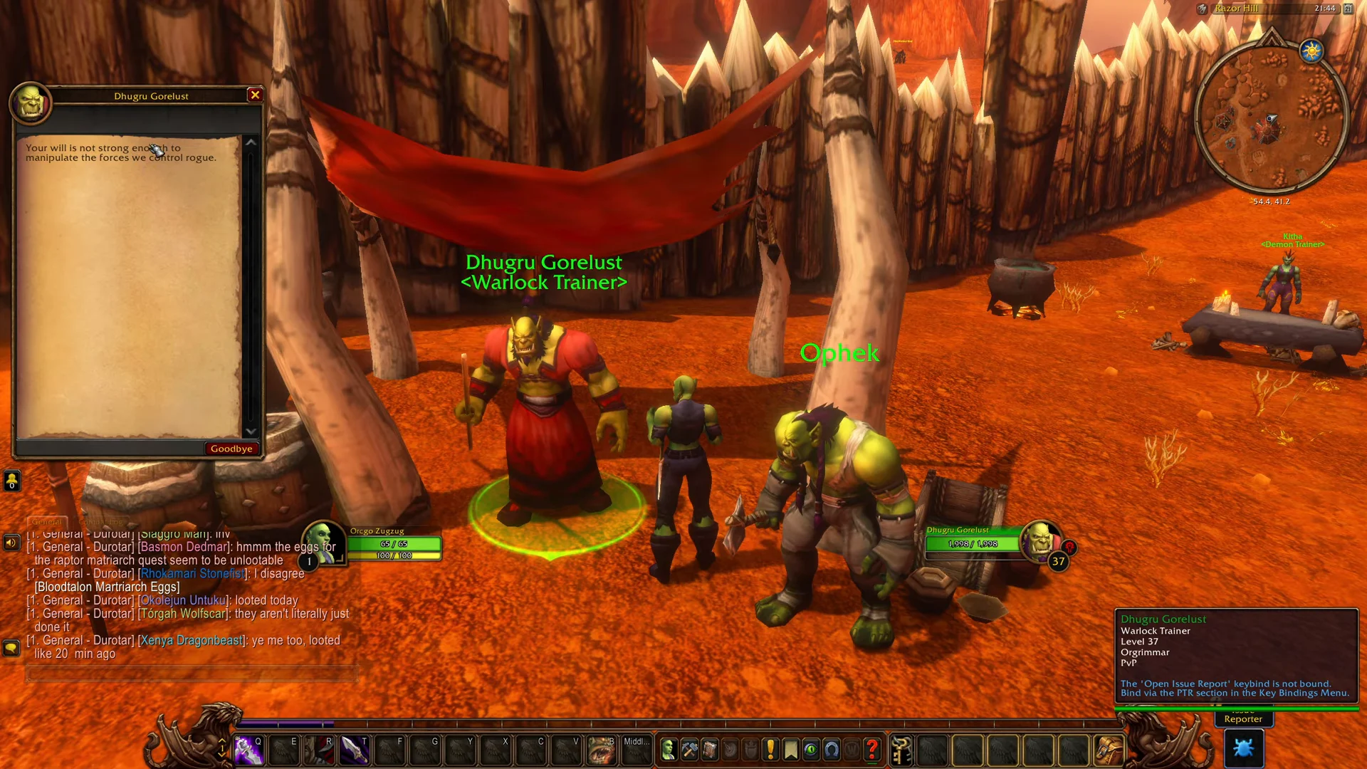 Interacting with Dhugru Gorelust