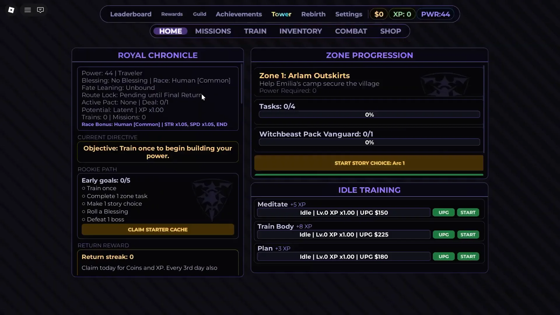 Idle Training and Starter Cache