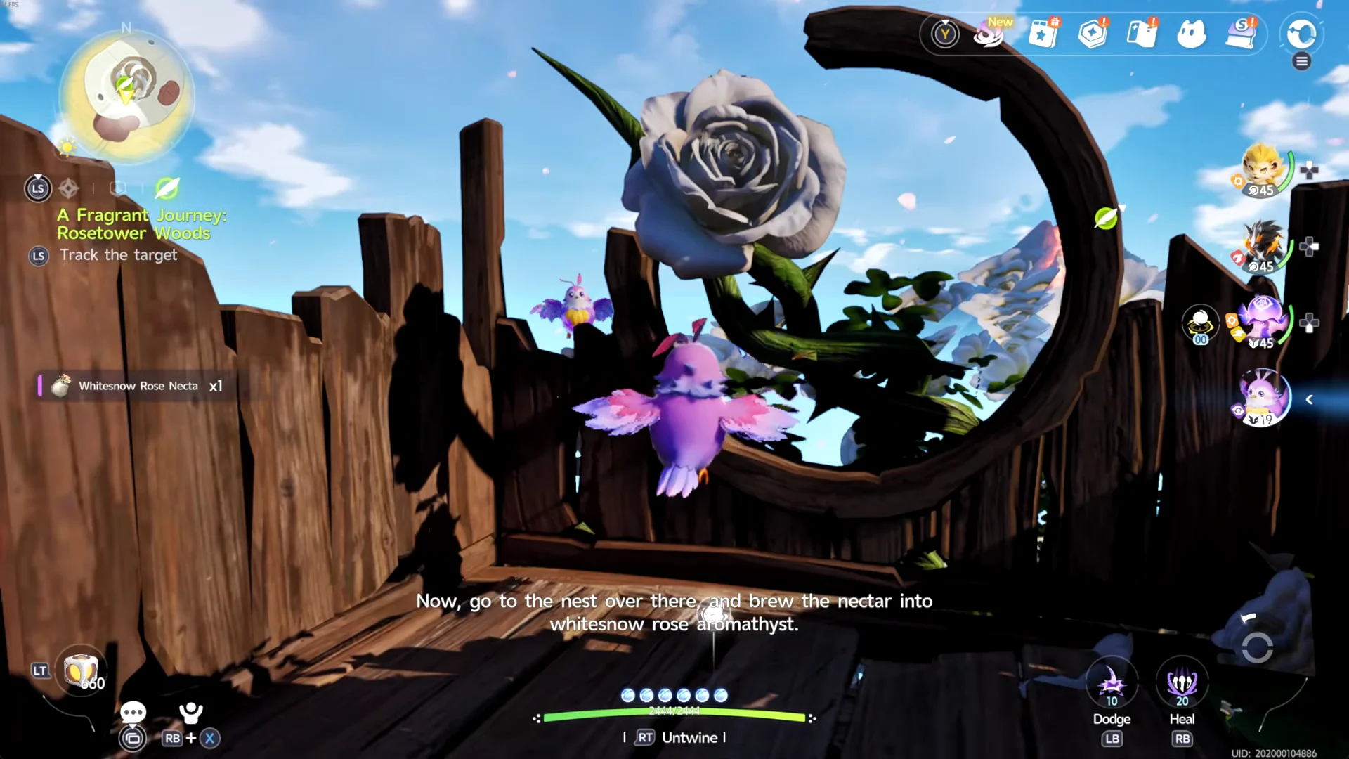 Collecting Whitesnow Rose at the top of Whiterose Tower