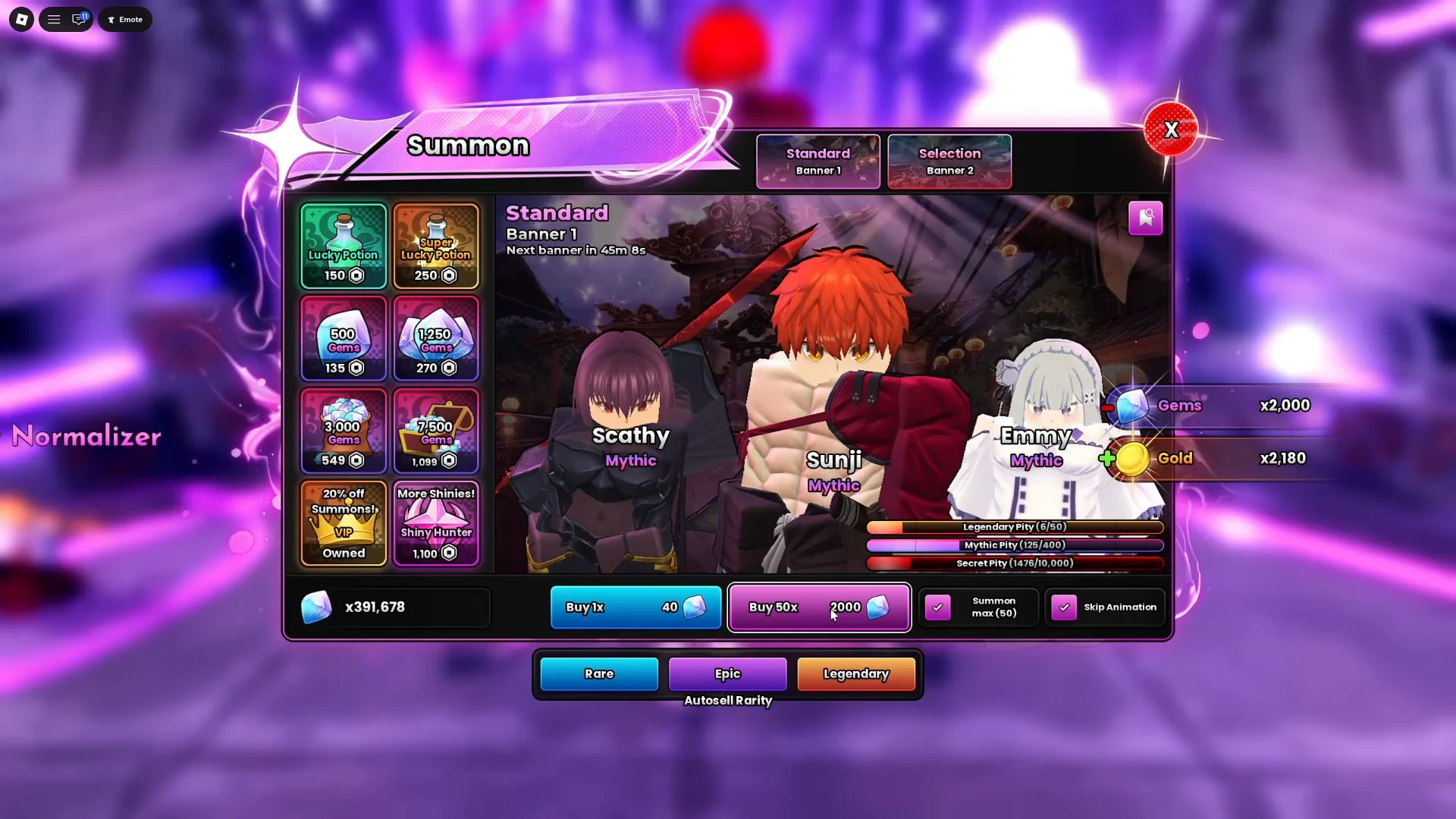 Summoning on Standard Banner