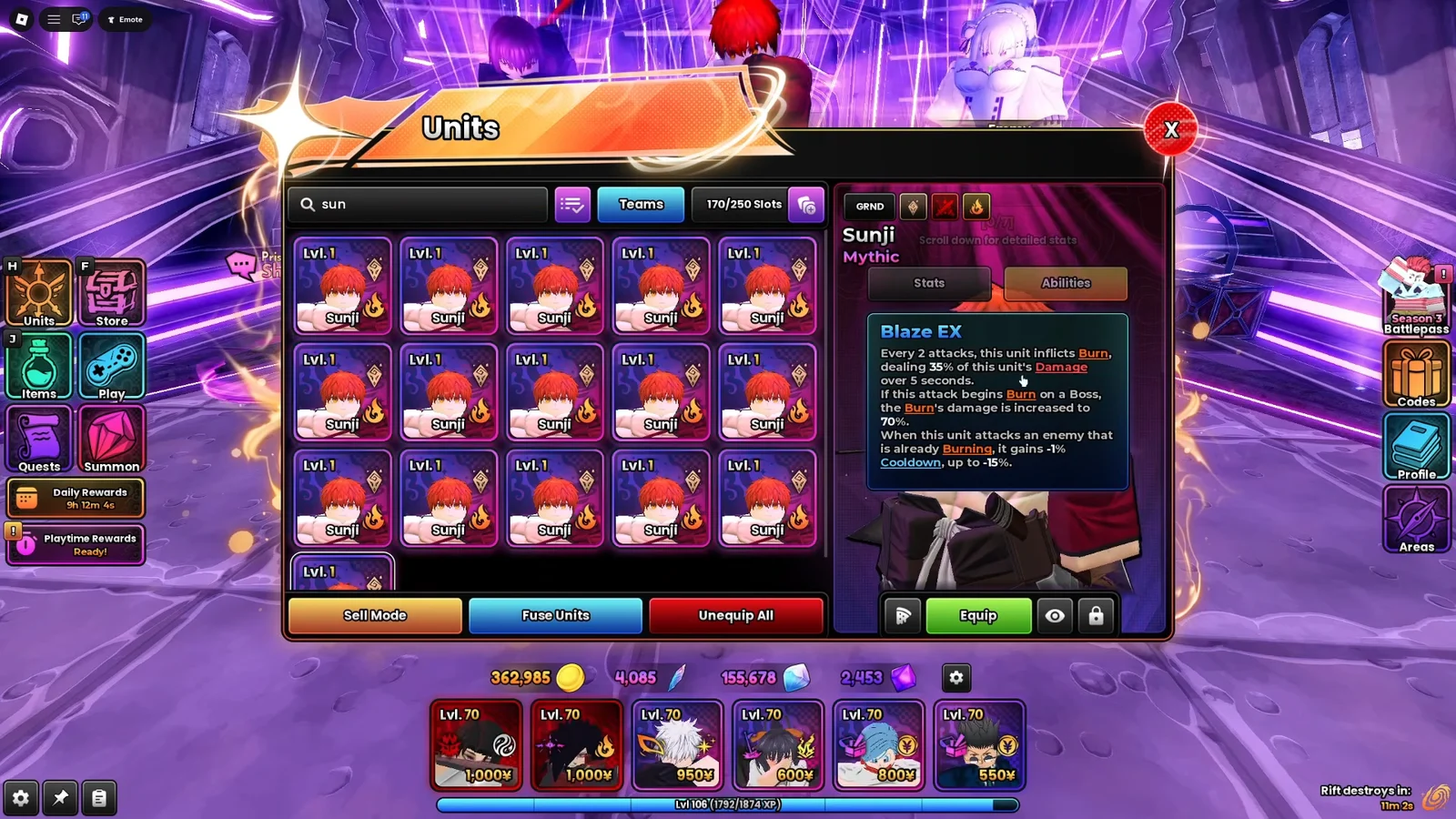 Unit Inventory and Skills