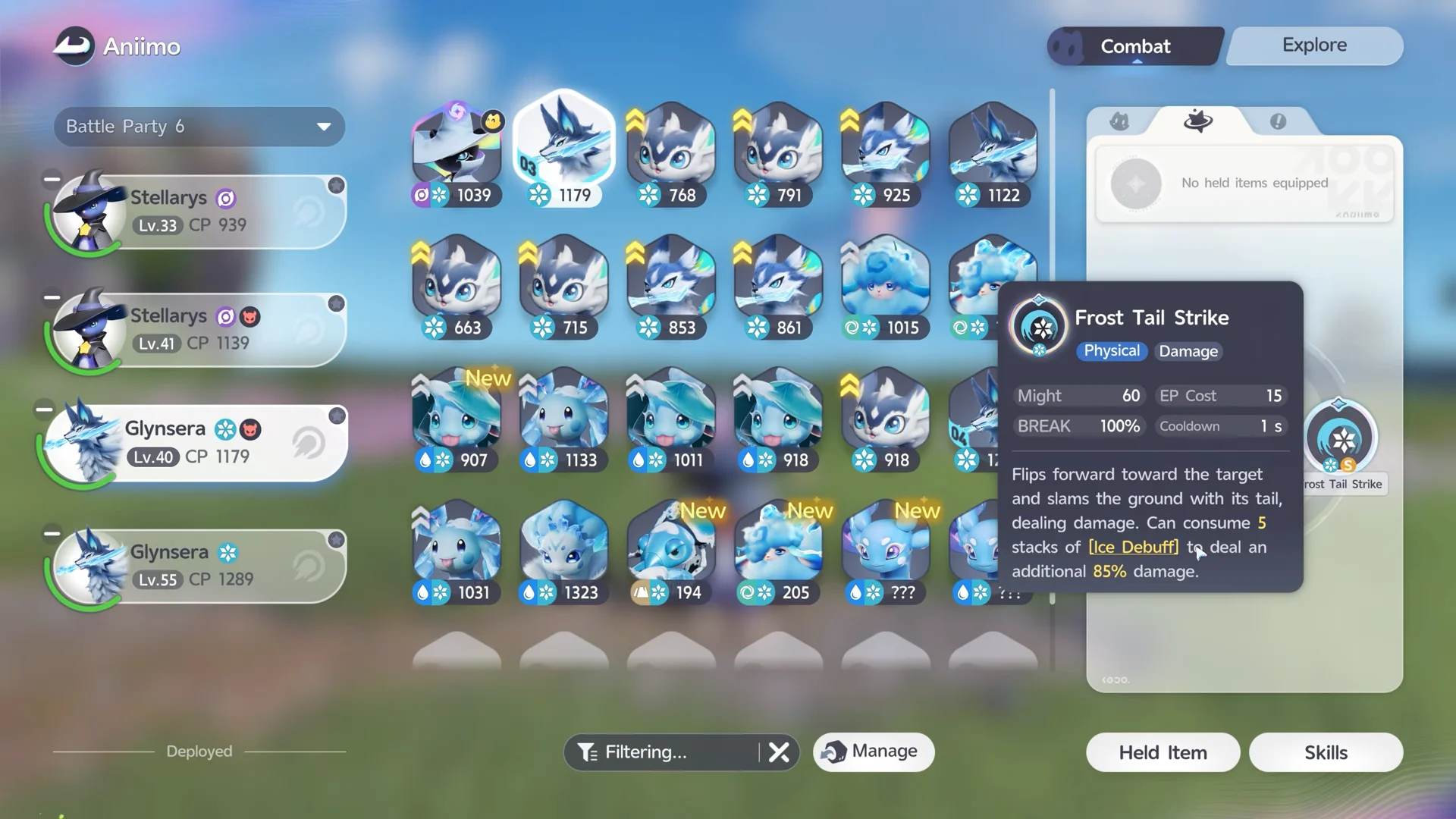 Core skill enhancements on other Aniimos