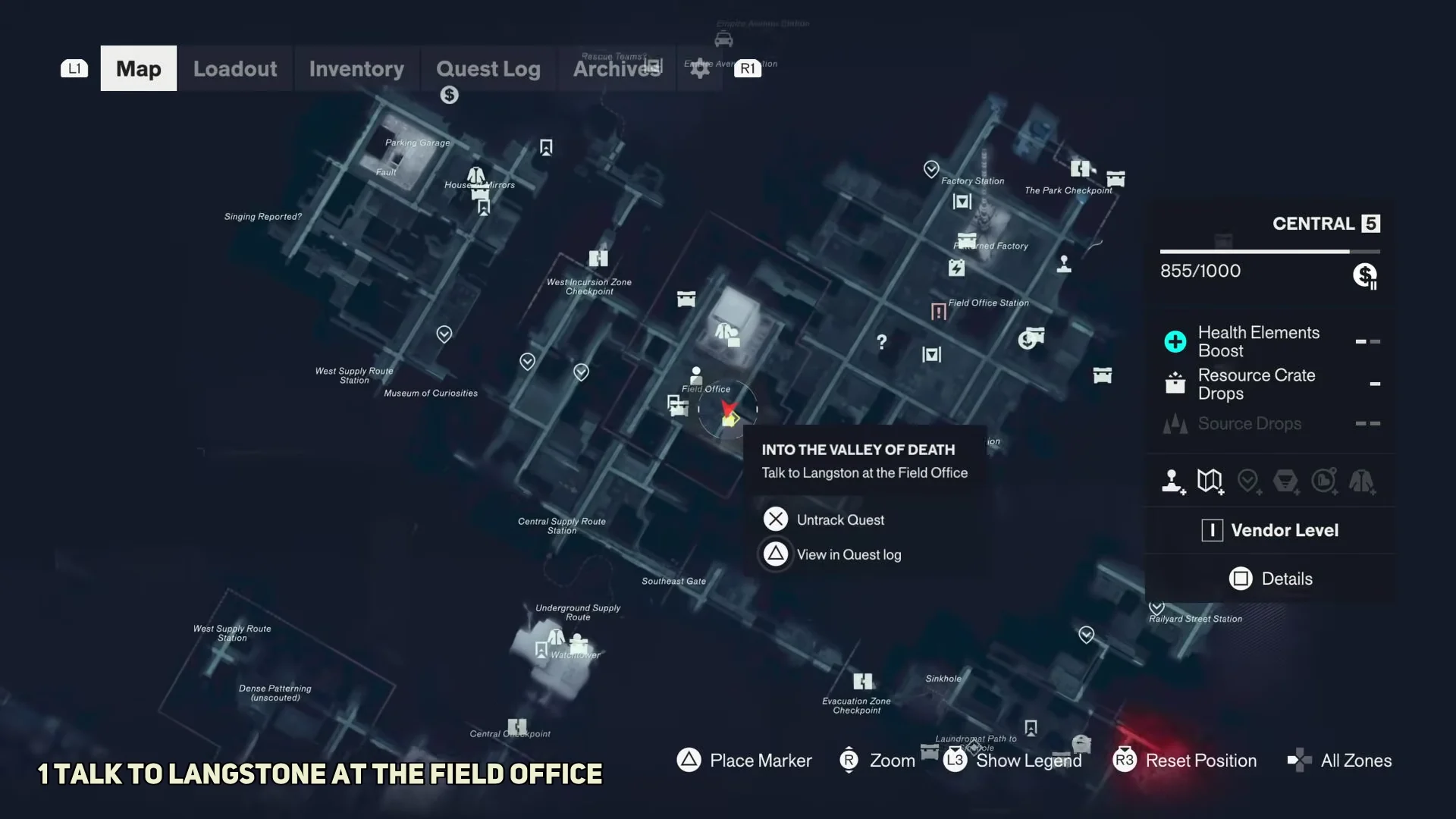 Review Quest Log and Map