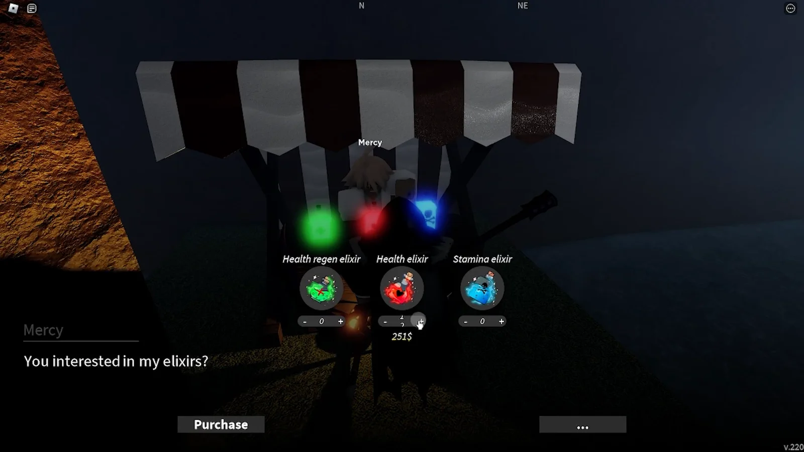 Buying Elixirs at Shop