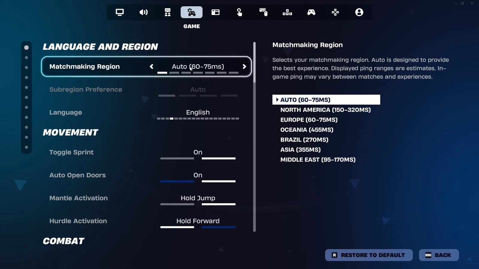 Matchmaking Region Selection