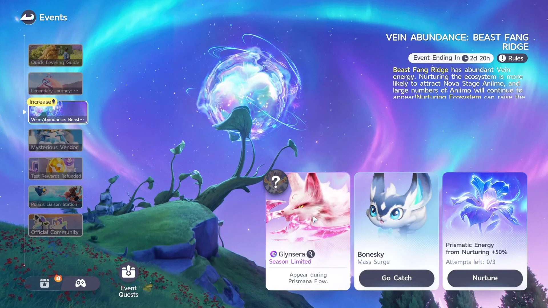 Event menu overview