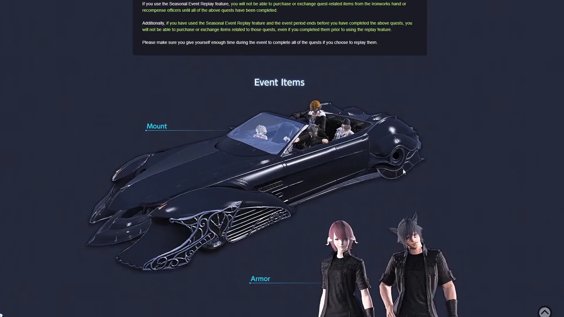 Event Overview & Mount Cost