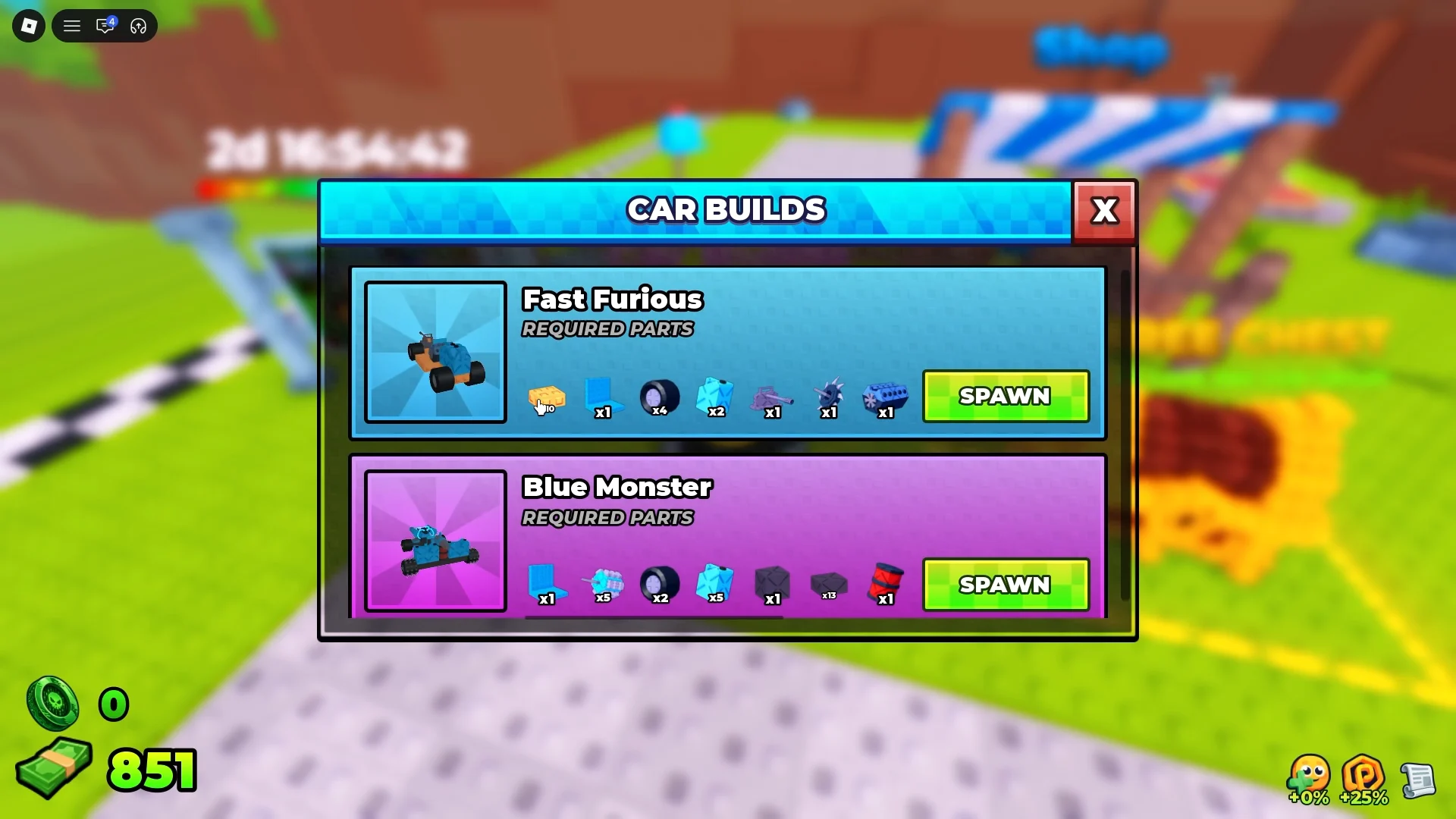 Checking Car Builds Menu