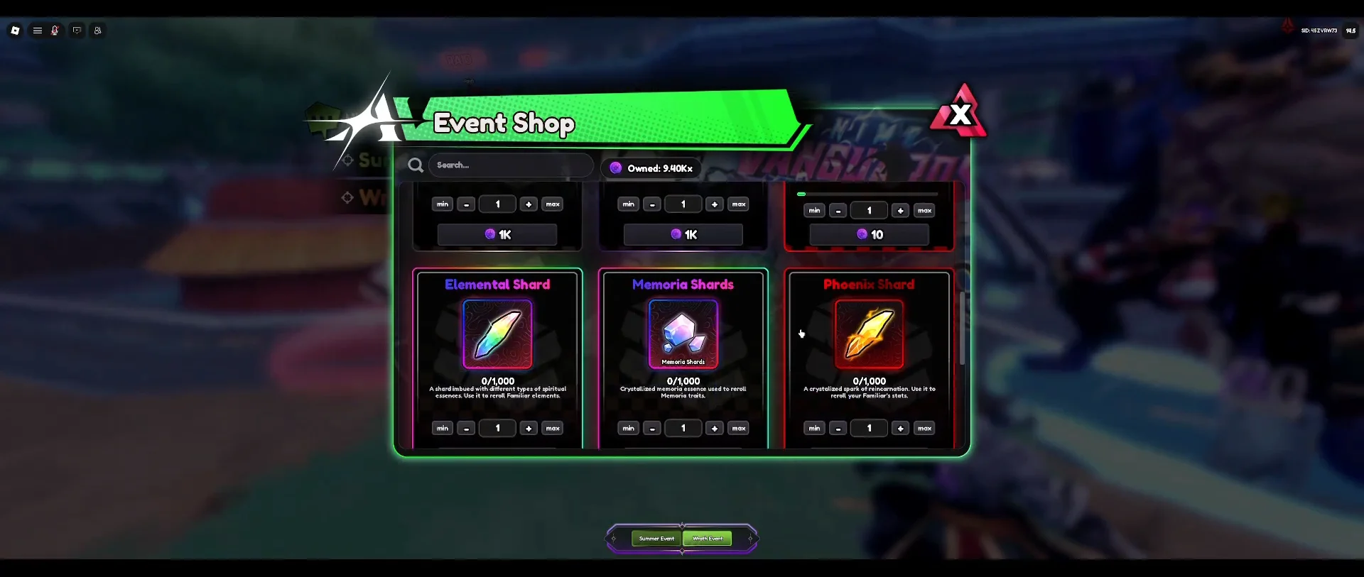 Wrath Event Shop