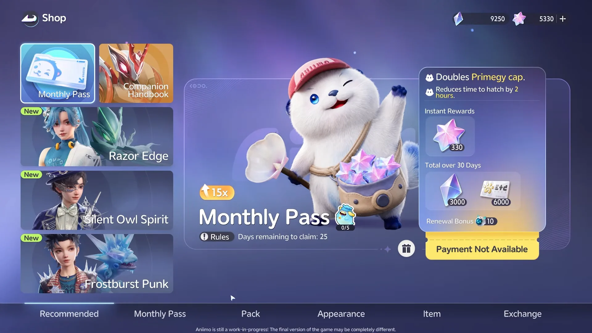 Monthly Pass & Recommended Tab