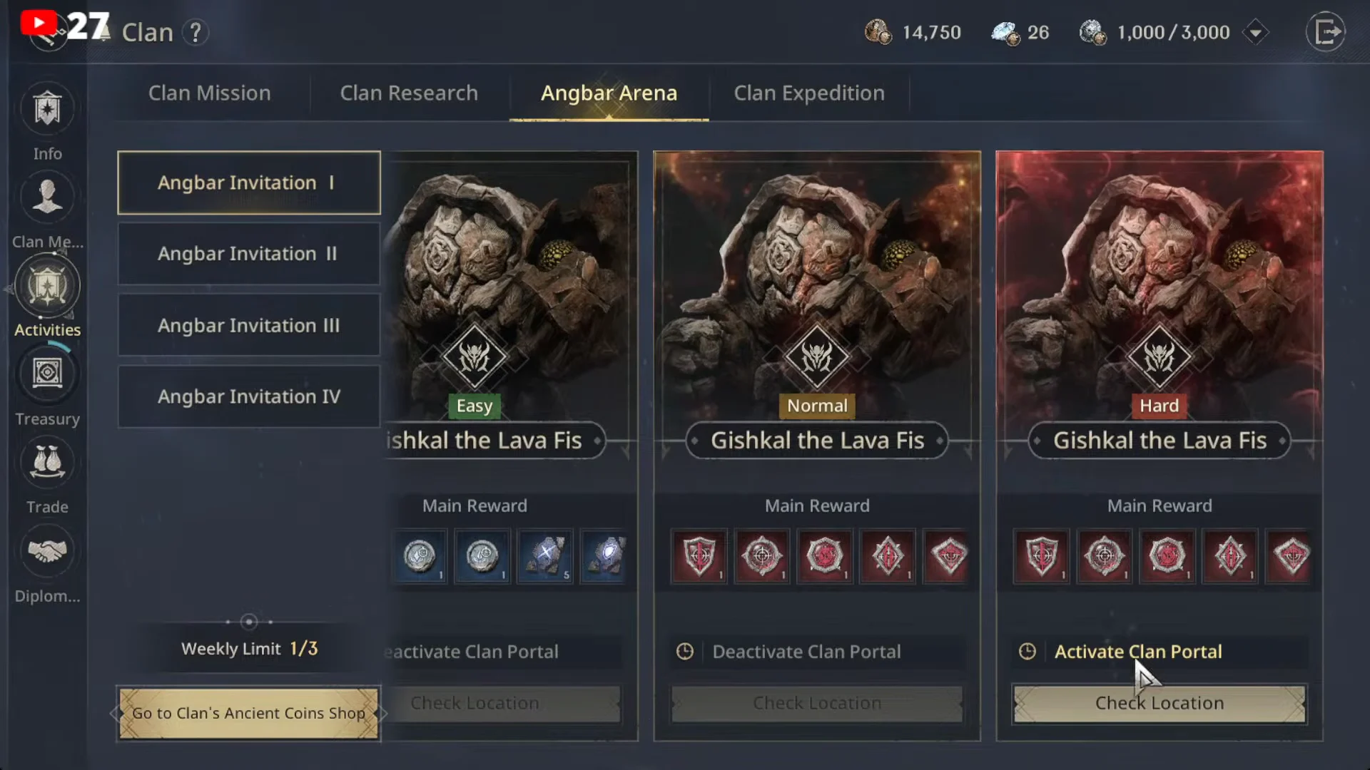 Angbar Arena Clan Interface