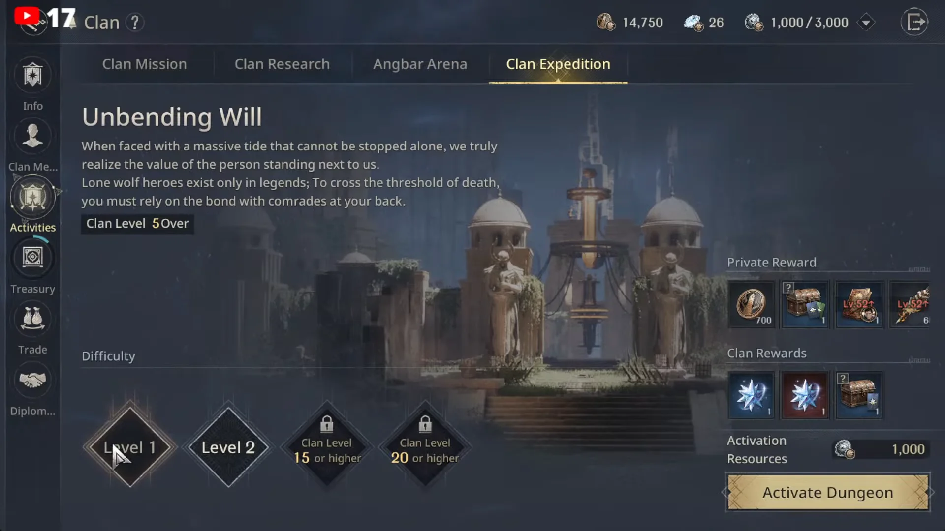 Opening Clan Expedition Menu