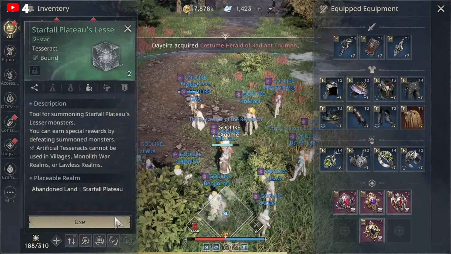 Inventory & Starfall Plateau Lesser Tesseract