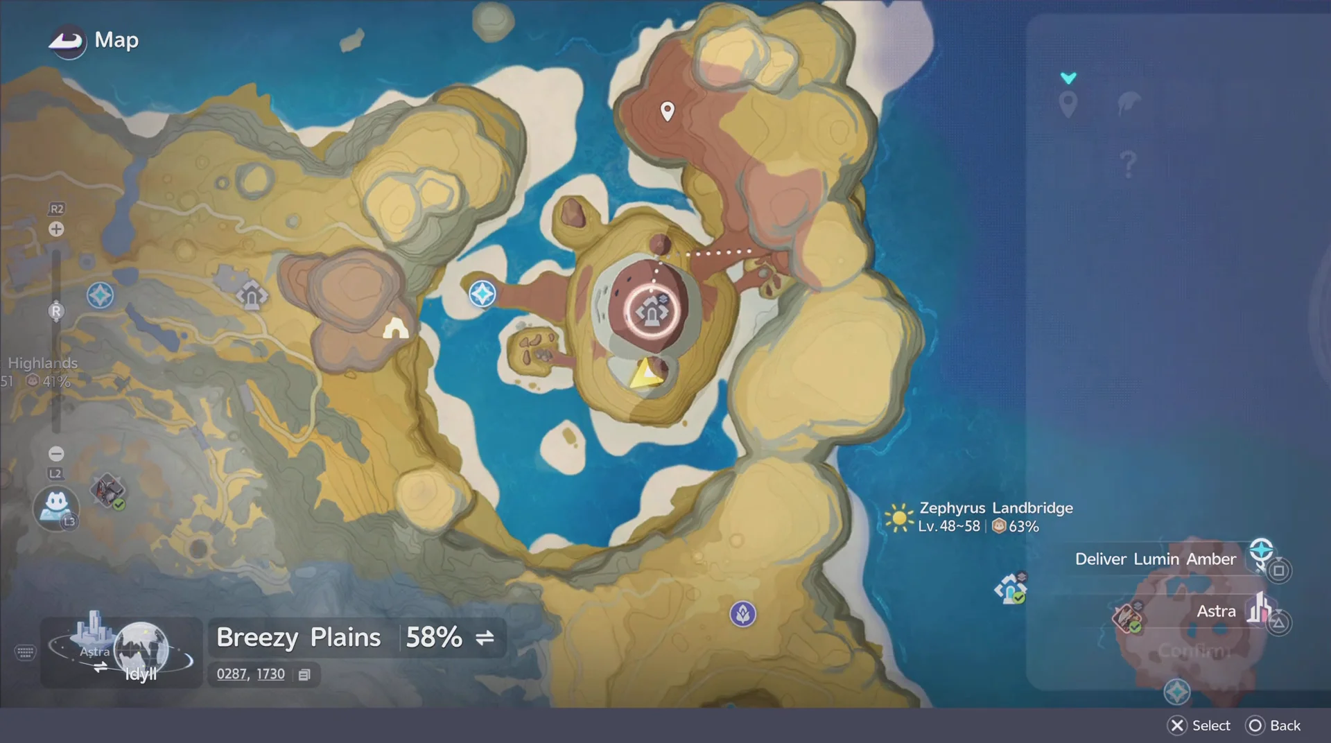 Map view and location coordinates