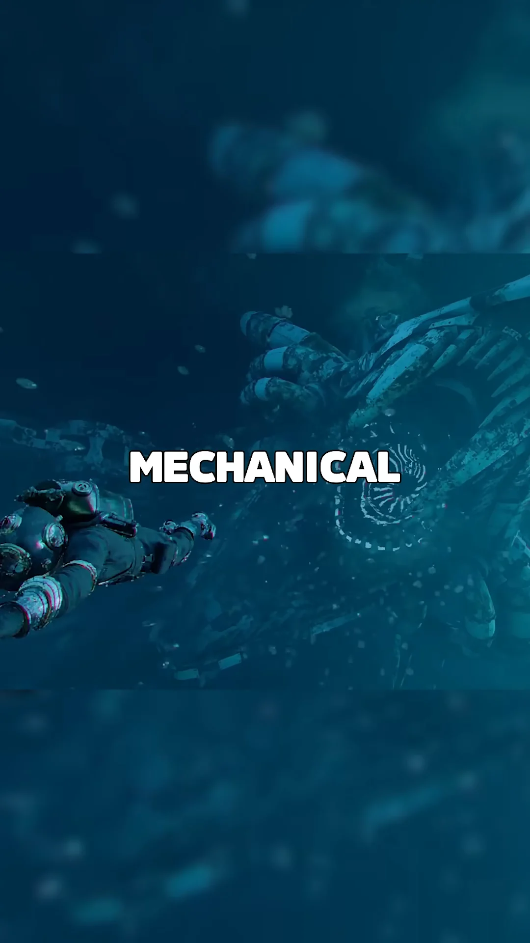 Giant mechanical sea predator chase