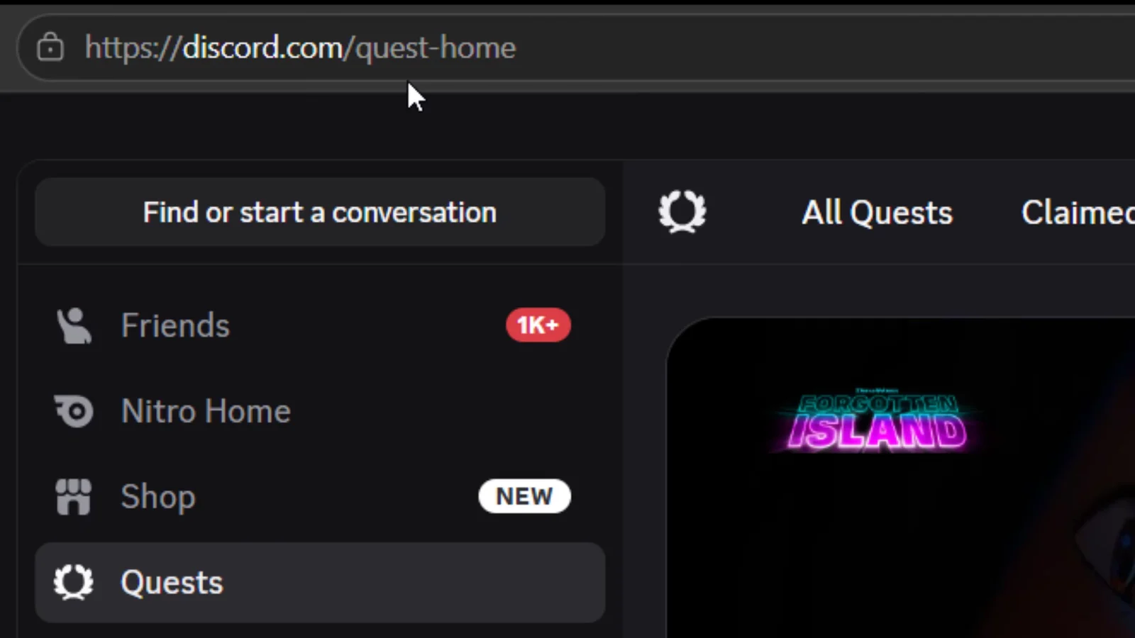 Discord quest page demonstration