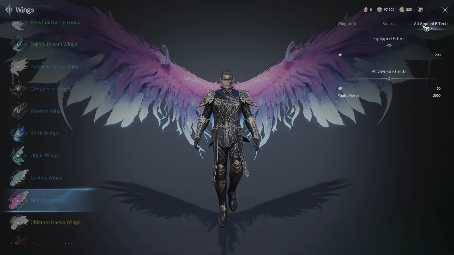 Browsing Wings & All Applied Effects