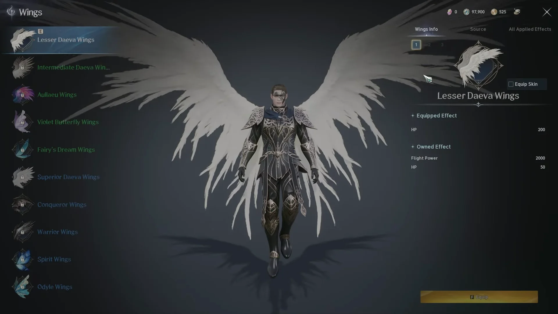 Accessing the Wings Menu