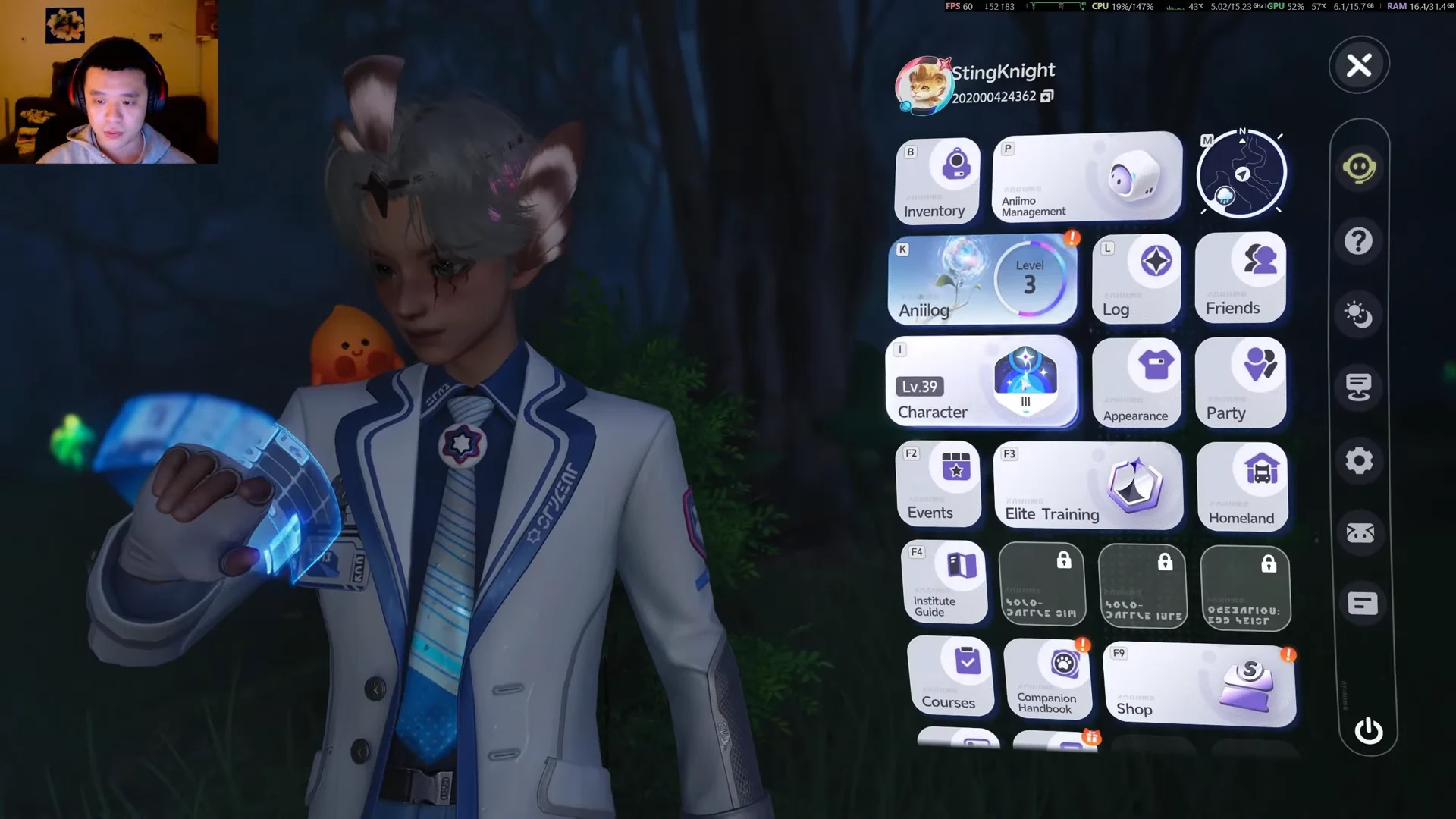 Opening Character Menu