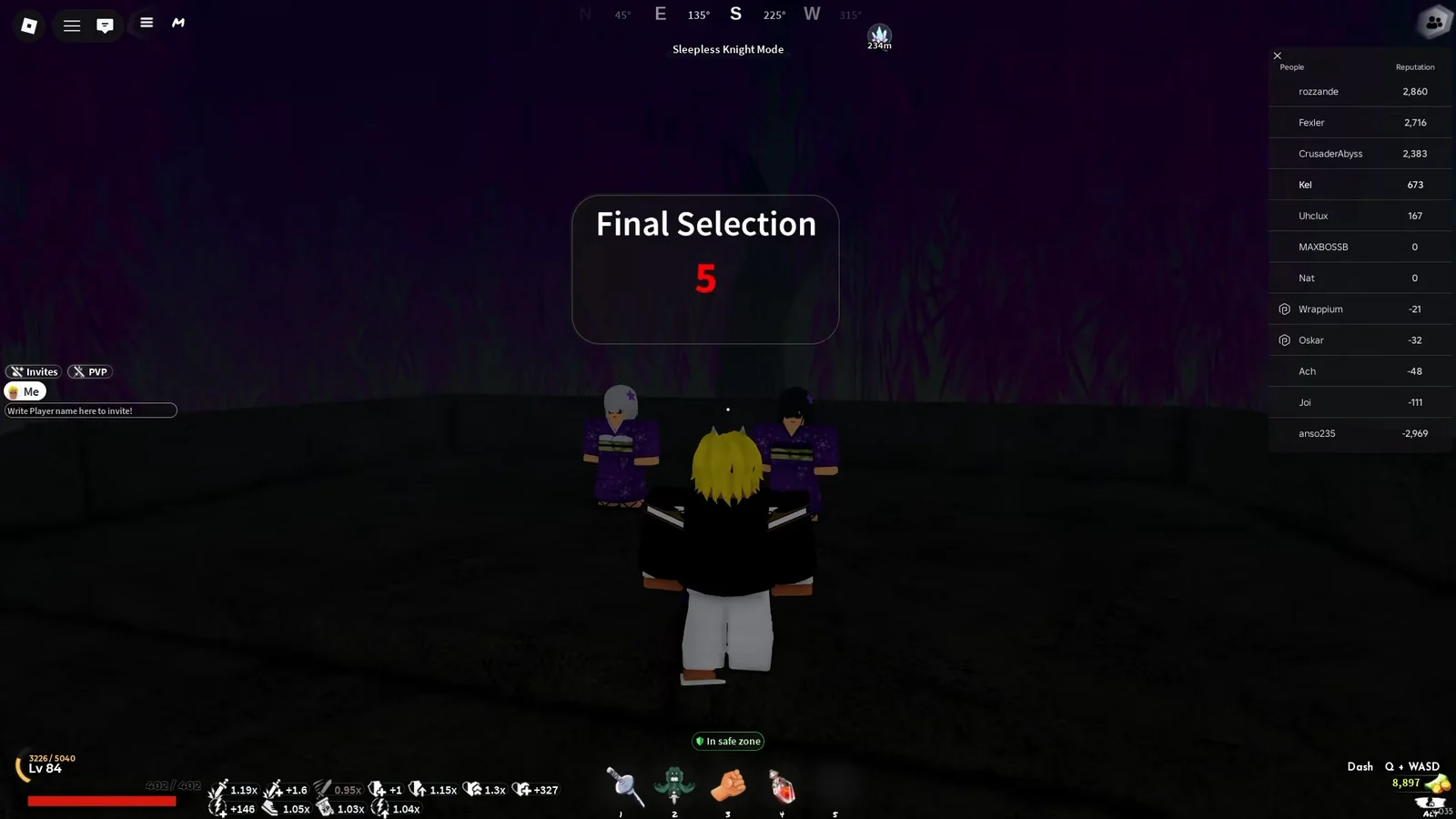 Entering Final Selection