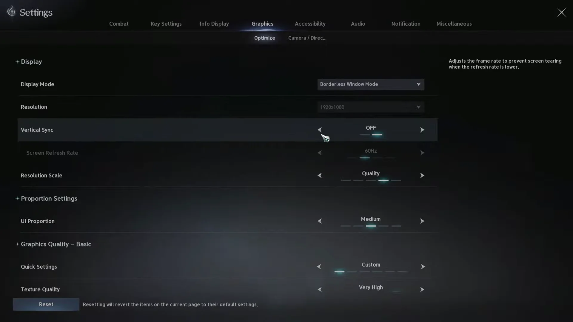 Toggling Vertical Sync