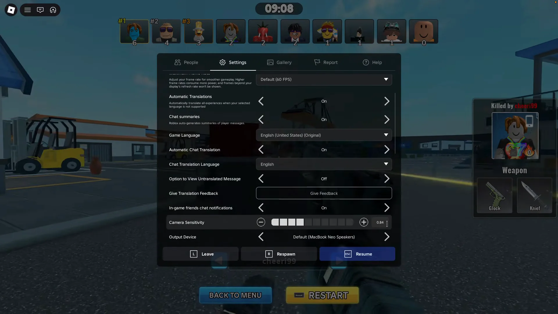 Adjusting Sensitivity