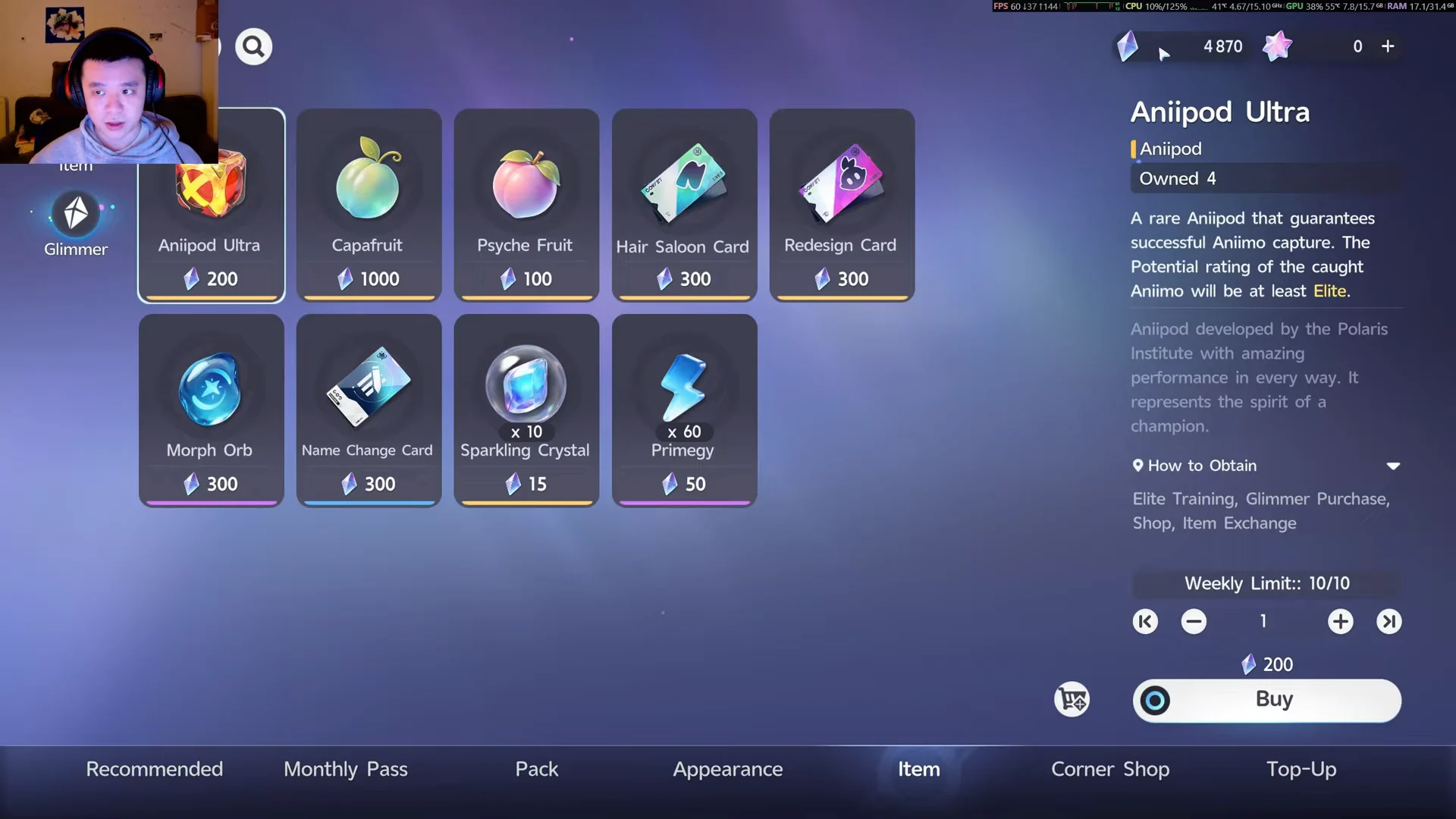 Accessing the Main Menu & Shop