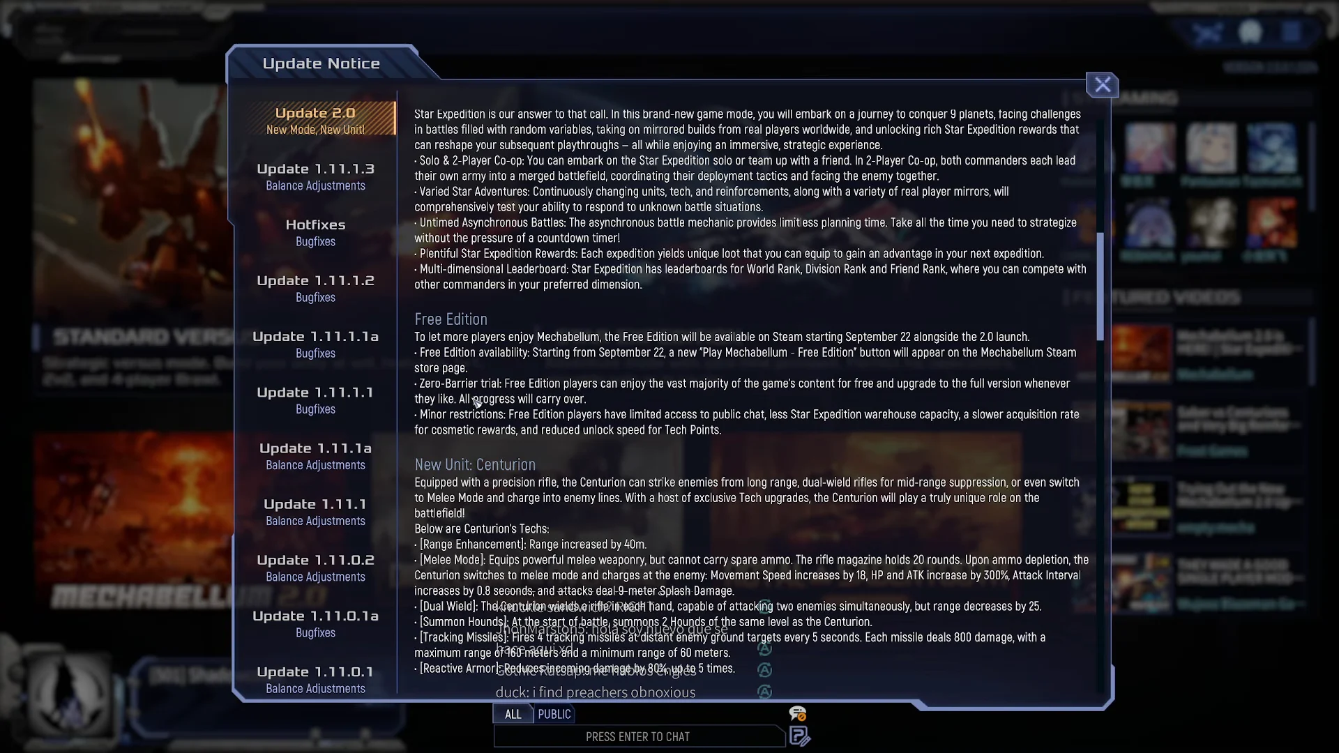 Update 2.0 Notice