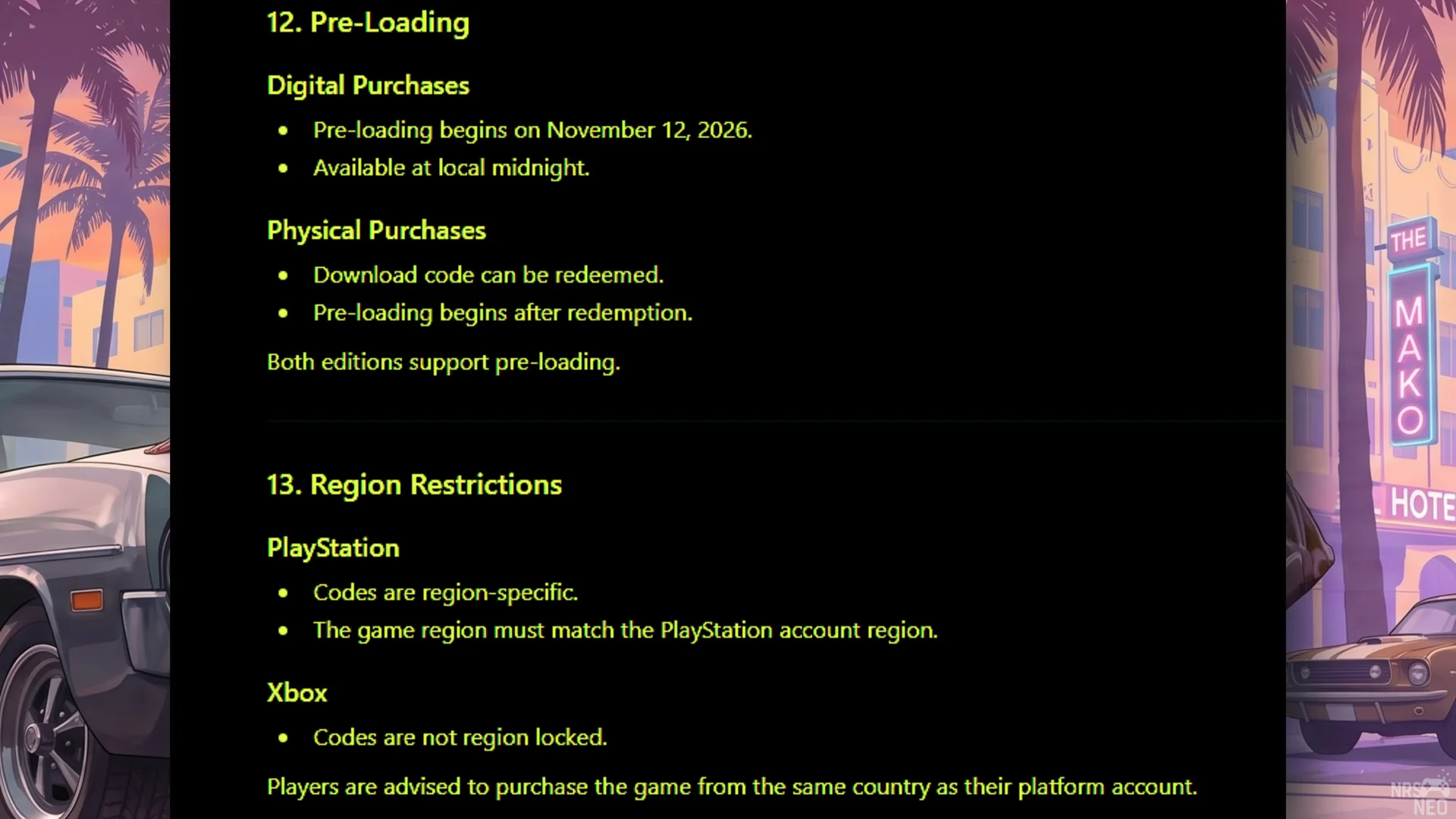 Pre-Loading & Region Restrictions