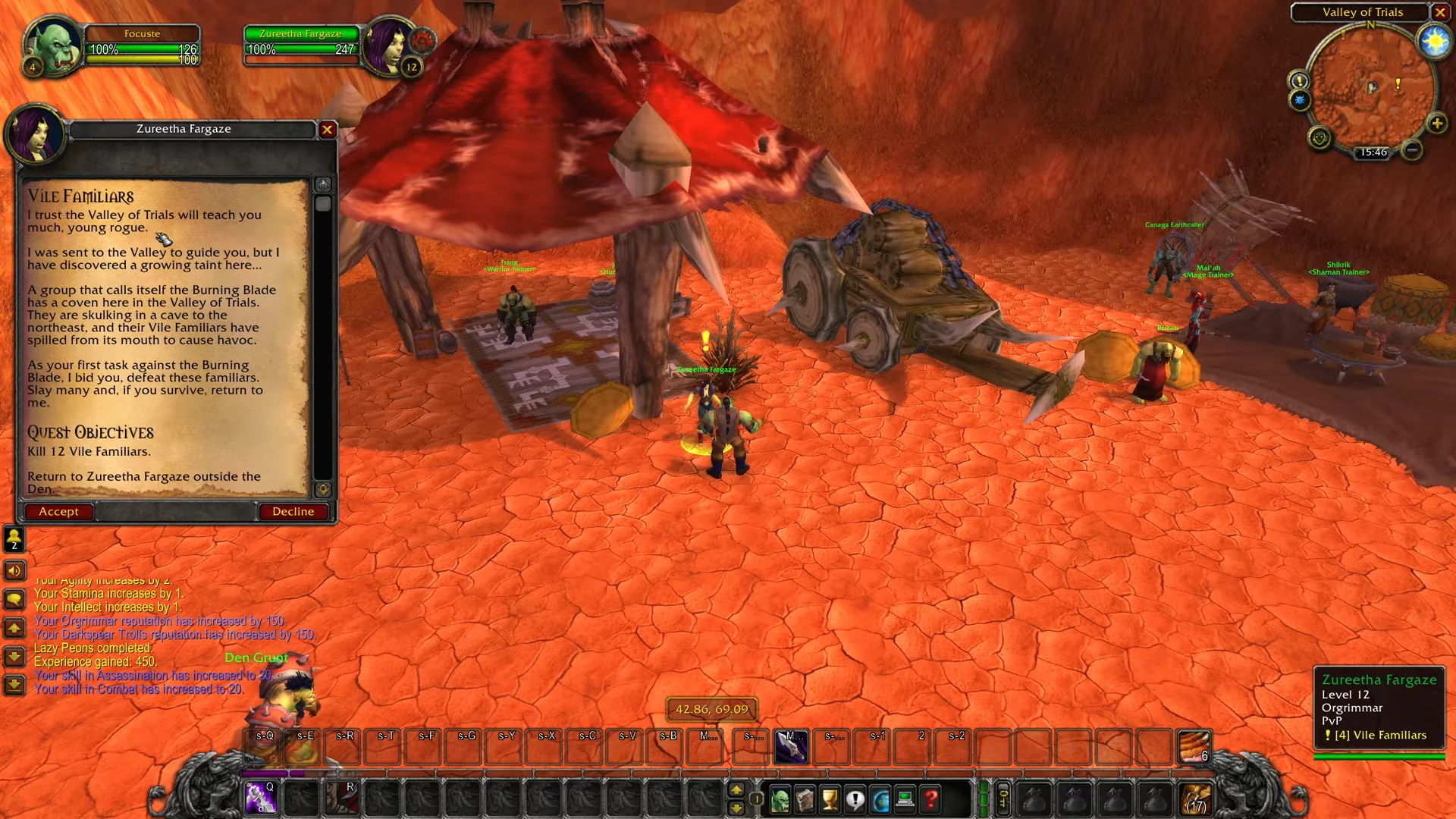 Accepting Vile Familiars quest