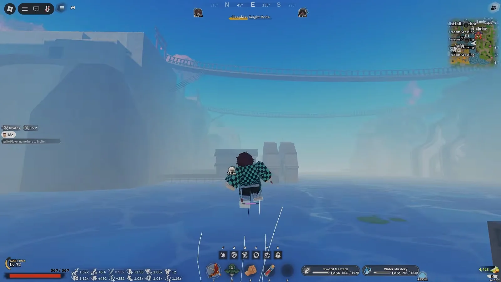 Swimming across the bay