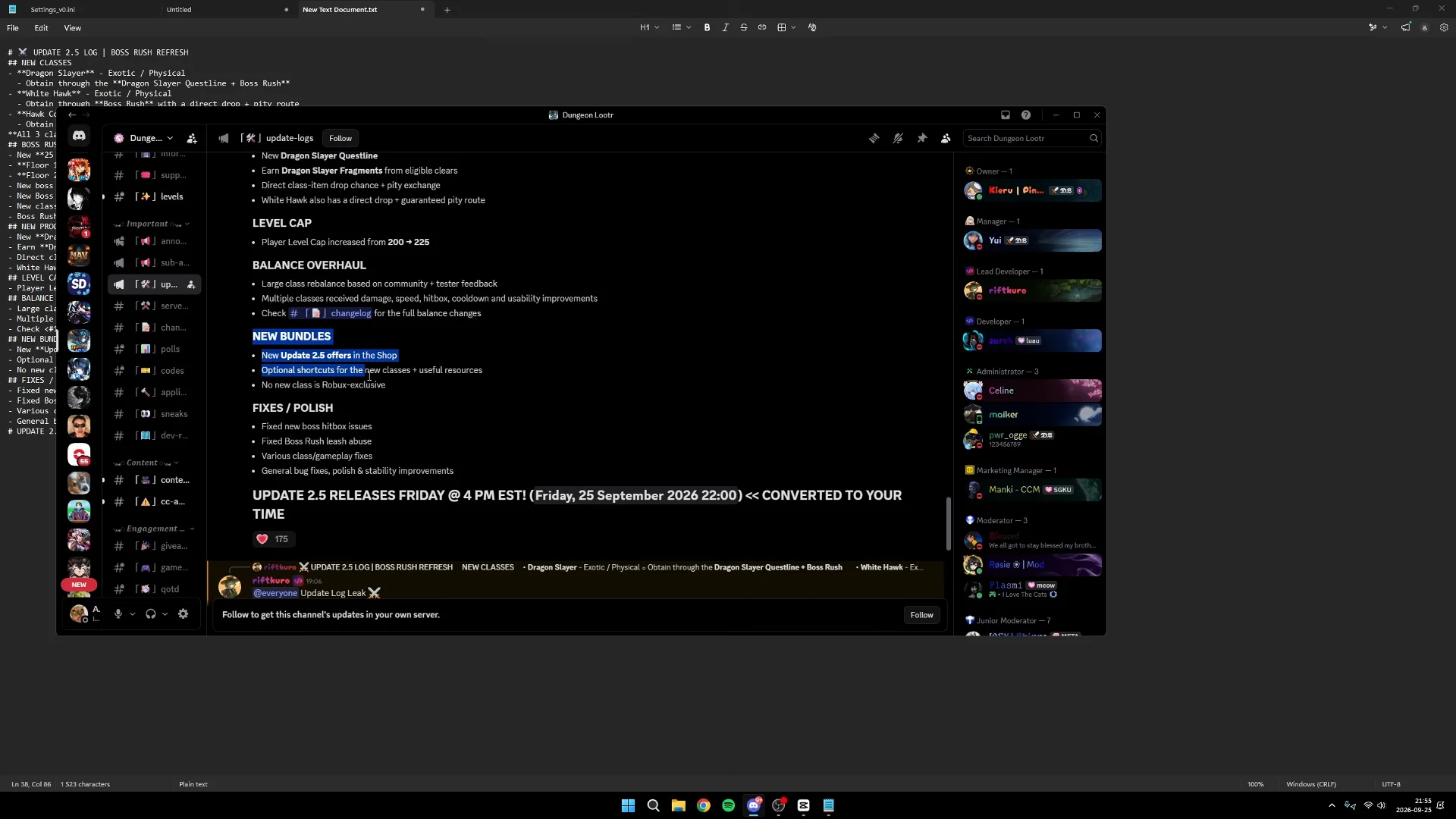 Level Cap and Miscellaneous Notes