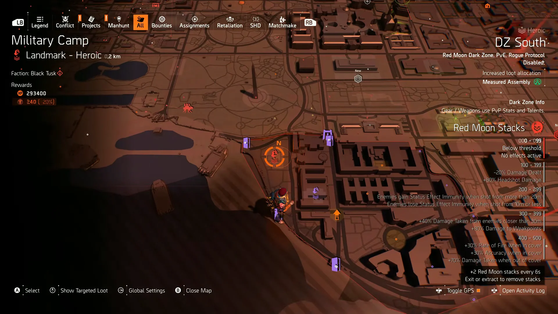 Tracking landmarks on DZ South map
