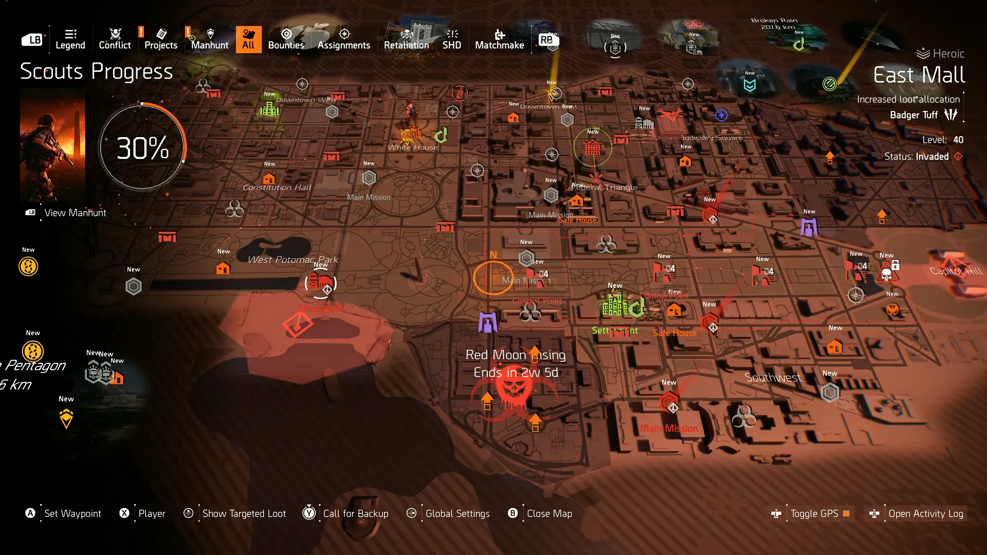 Map overview of Red Moon Rising event