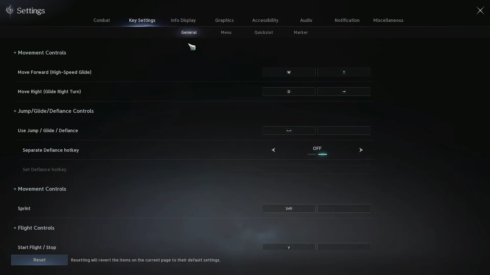 Accessing Key Settings