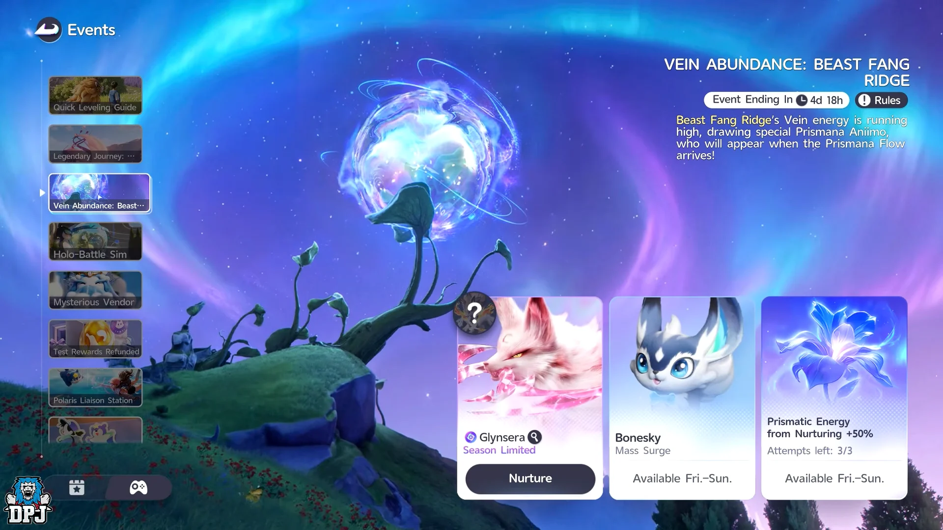 Vein Abundance Event Menu