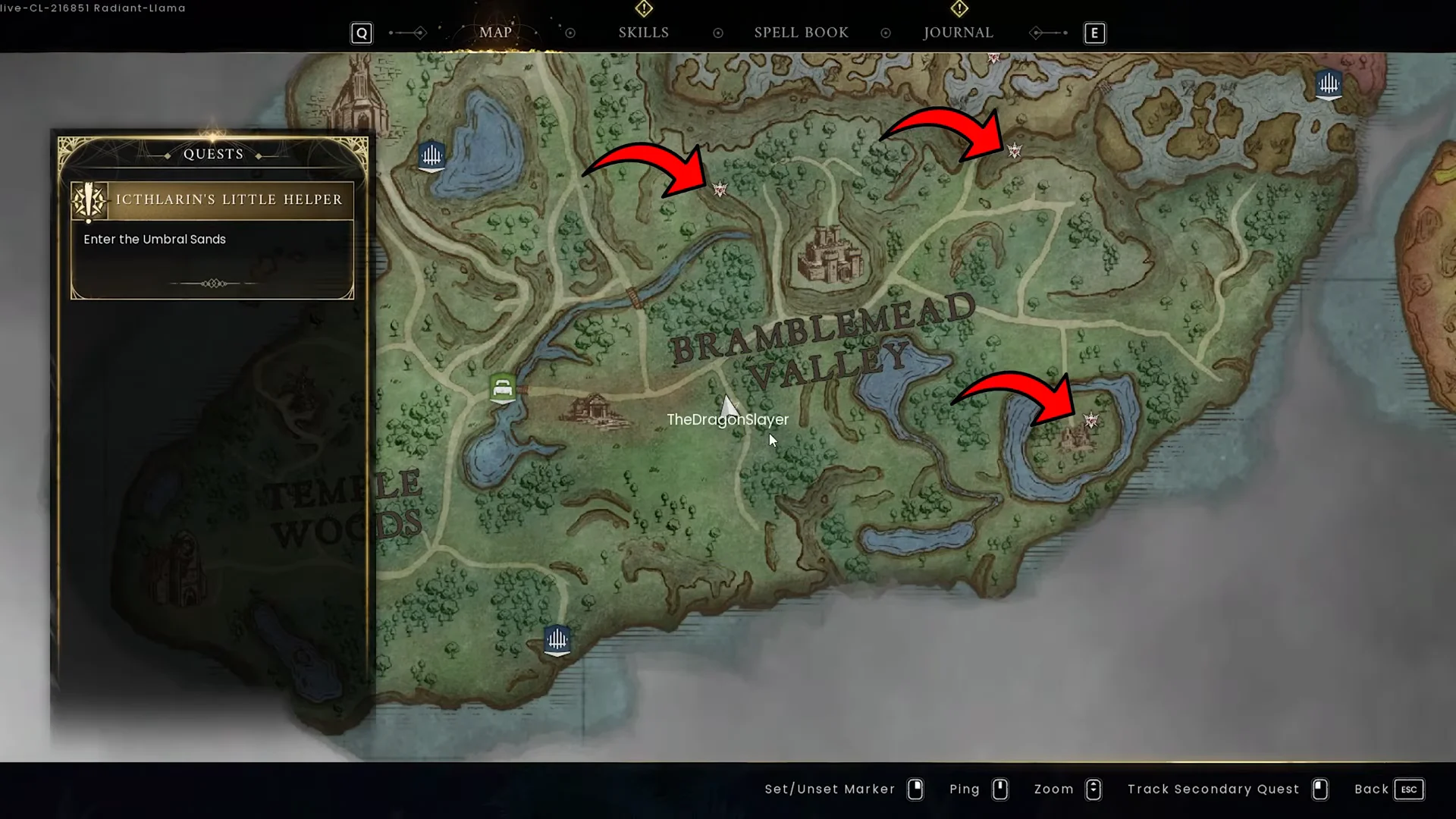 Map locations in Bramblemead Valley