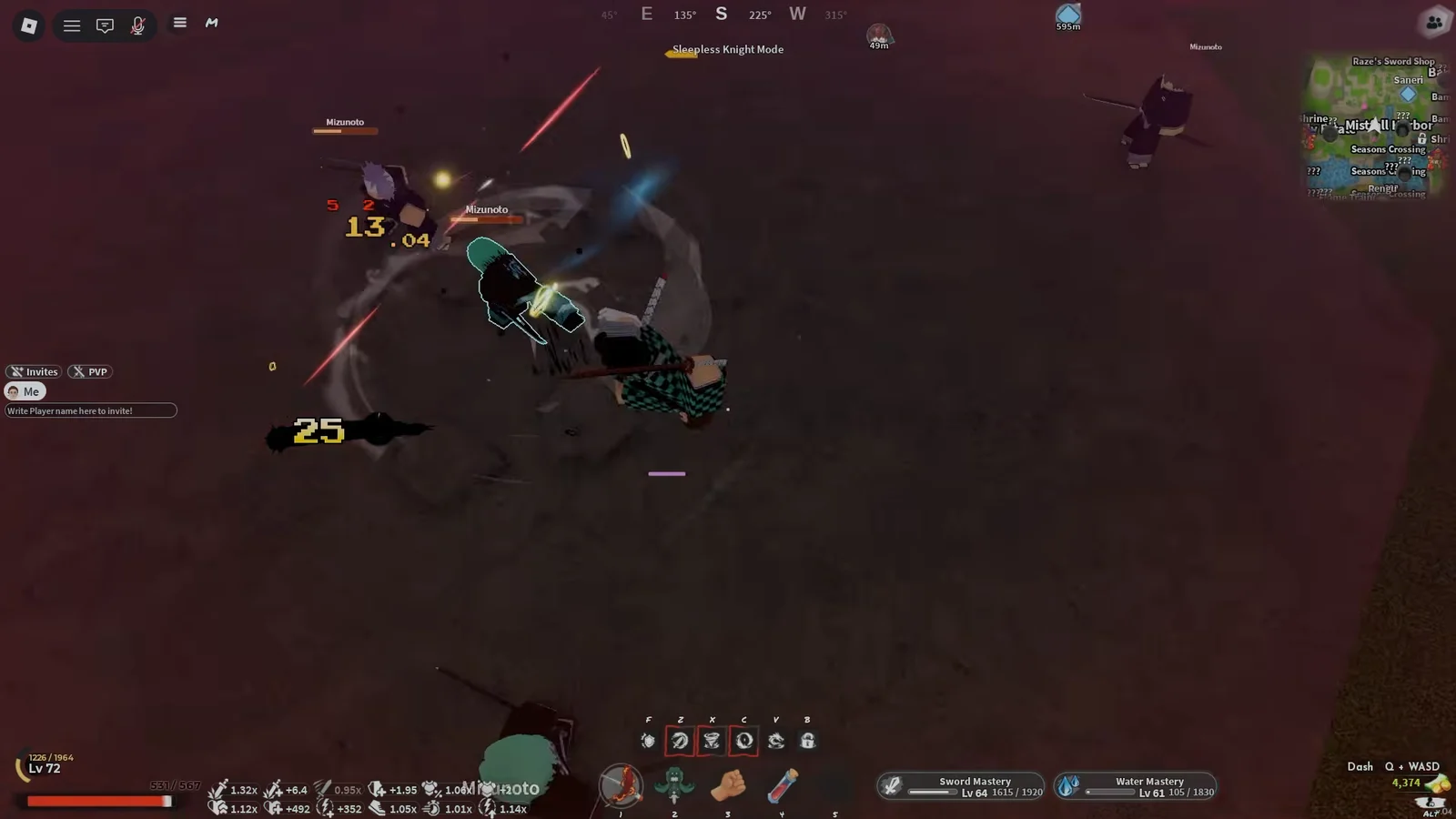 Fighting Mizunoto Enemies