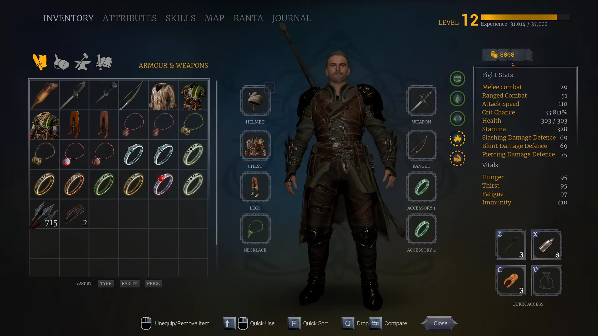 Quest Log and Inventory Check