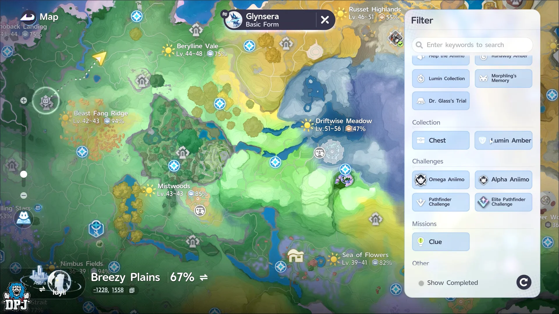 Map Filter Function for Lumin Amber & Chests