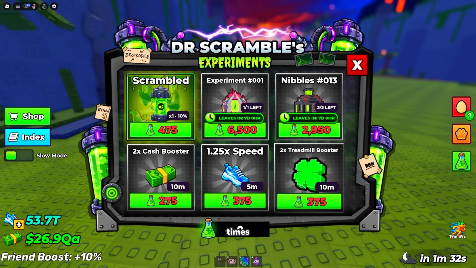 Dr Scramble's Experiments menu