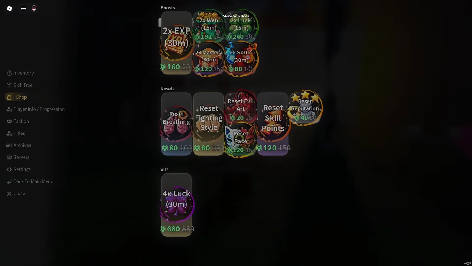 Resetting Character Stats and Upgrading Skill Tree
