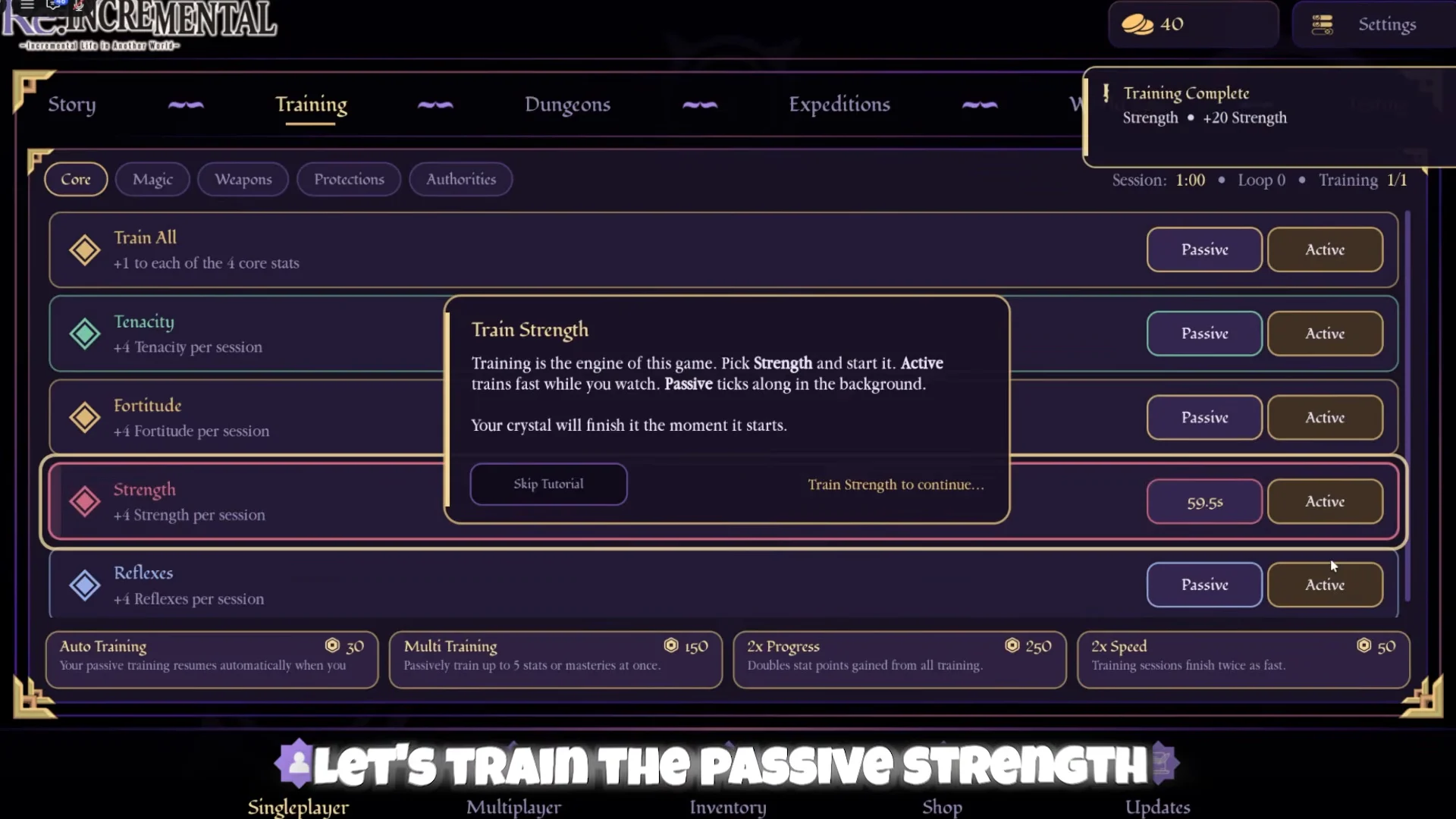 Singleplayer Training Menu