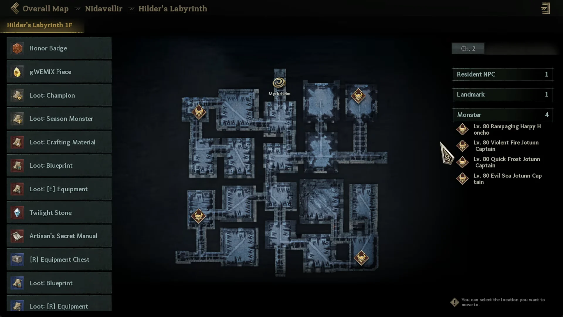 Traveling to Hilder's Labyrinth 1F