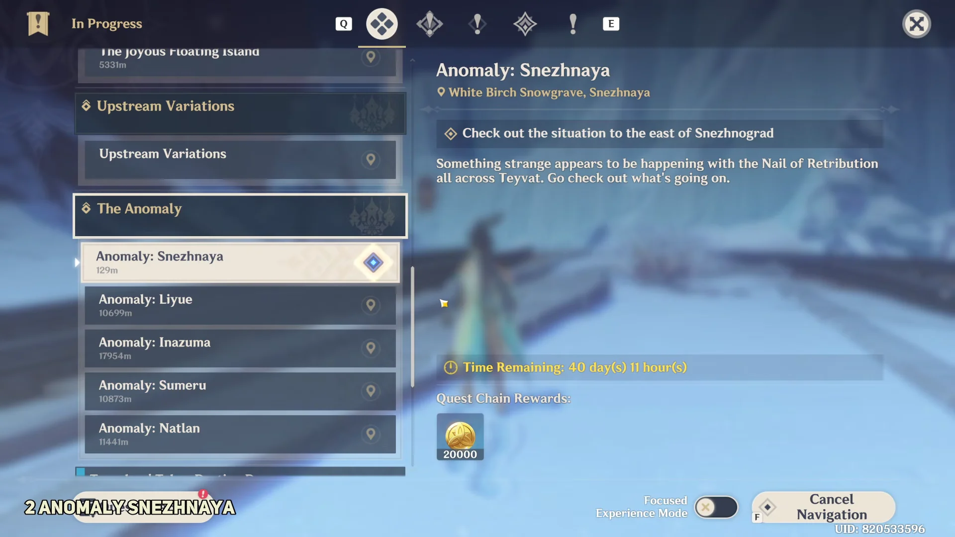 Quest selection Snezhnaya
